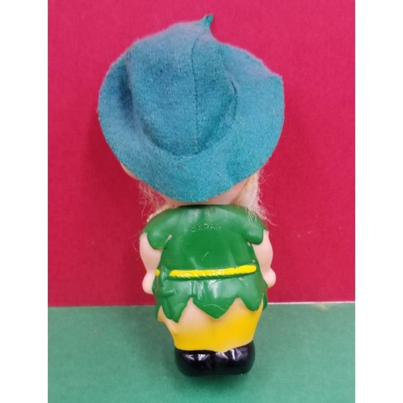Vintage Plastic Dwarf Green Yellow Christmas Figurine Toy Doll Japan - Picture 3 of 5